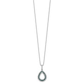 White Night Sterling Silver Rhodium-plated Blue and White Diamond Teardrop 18 Inch Necklace with 2 Inch Extender